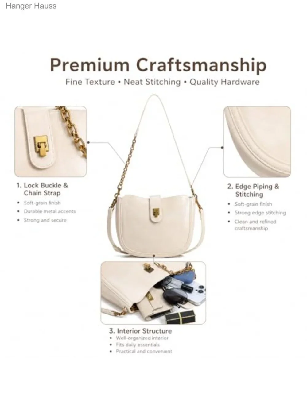 Faux Leather Hobo Shoulder Bag, Crescent Crossbody Purse with Adjustable Strap,
